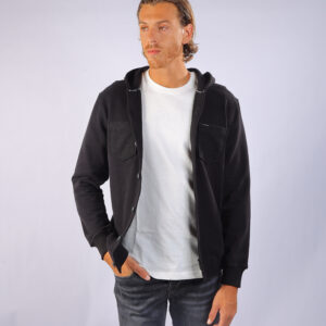 Bomber Jacket with Buttons Black