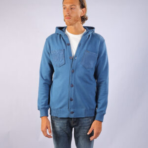 Bomber Jacket with Buttons Blue Sea
