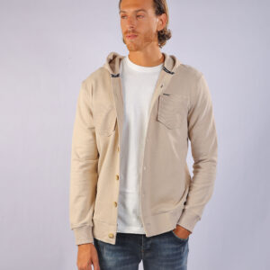 Bomber Jacket with Buttons Beige