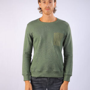Patch Pocket Crewneck Olive Green