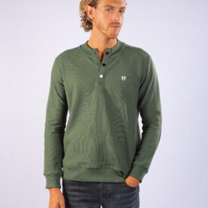 Buttoned Placket Olive Green