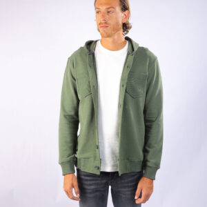Bomber Jacket with Buttons Olive Green