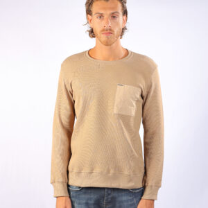 Patch Pocket Crewneck Beige