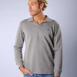 V-Polo Long Sleeves Grey