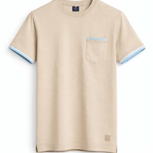 Bleu Contrast Pocket Beige T-Shirt