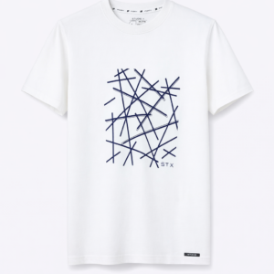 White & Bleu Linear T-Shirt