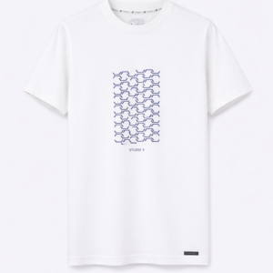 White & Bleu Patterns T-Shirt