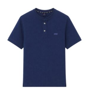 Button Neck T-Shirt – Navy Blue