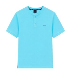 Button Neck T-Shirt – Aqua Blue
