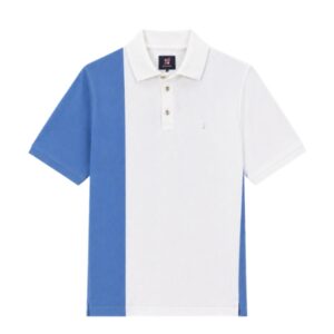 Vertical Side Polo – White & Royal Blue