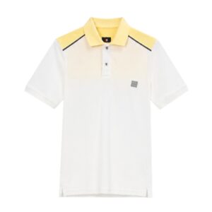 Contrast Shoulder Premium Polo – White & Yellow
