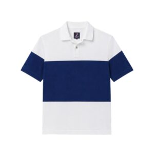 Classic Two Tone Polo - White & Navy Blue