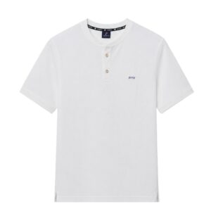 Button Neck T-Shirt – White