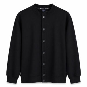 Studio X Button-Front Sweatshirt Jacket - Black