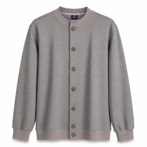 Studio X Button-Front Sweatshirt Jacket - Light Grey