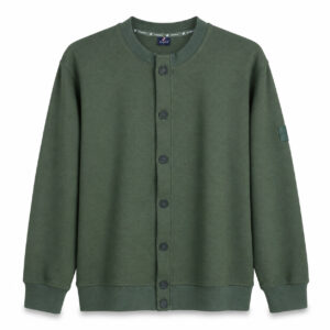 Studio X Button-Front Sweatshirt Jacket - Olive Green