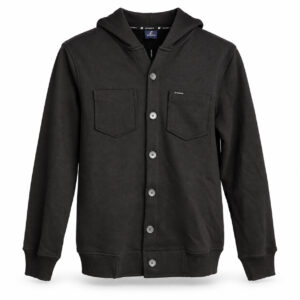 Studio X Button-Front Hooded Jacket - Black