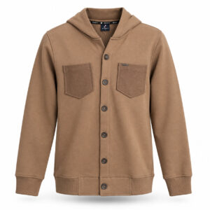 Studio X Button-Front Hooded Jacket - Camel
