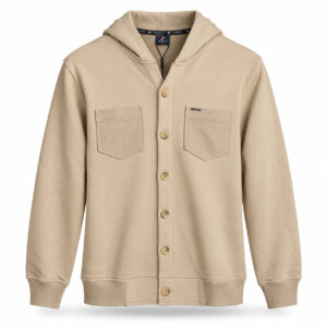 Studio X Button-Front Hooded Jacket - Sand