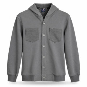 Studio X Button-Front Hooded Jacket - Charcoal Grey