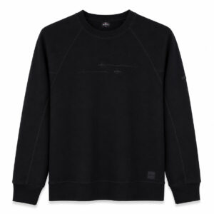 Studio X Contrast-Stitch Raglan Crewneck Sweatshirt - Black
