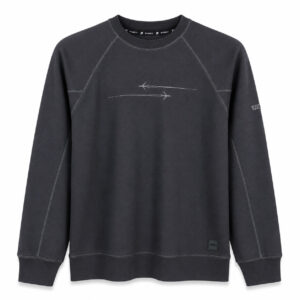 Studio X Contrast-Stitch Raglan Crewneck Sweatshirt - Charcoal Grey