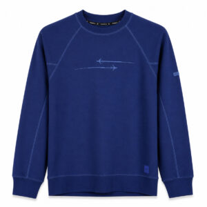 Studio X Contrast-Stitch Raglan Crewneck Sweatshirt - Royal Blue