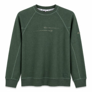 Studio X Contrast-Stitch Raglan Crewneck Sweatshirt - Forest Green