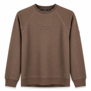 Studio X Contrast-Stitch Raglan Crewneck Sweatshirt - Mocha Brown