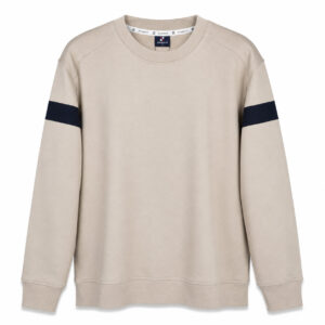 Studio X Contrast Arm-Stripe Crewneck Sweatshirt - Stone and Navy