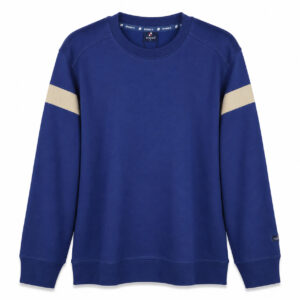 Studio X Contrast Arm-Stripe Crewneck Sweatshirt - Royal Blue and Stone