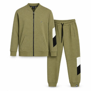 Studio X Olive Color-Block Zip-Jacket Tracksuit