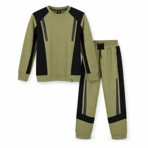 Studio X Olive & Black Color-Block Tracksuit